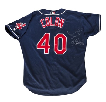 2000 Bartolo Colon Game Worn and Signed Cleveland Indians Jersey Personalized to Raul Mondesi